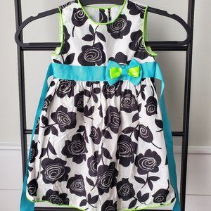 Toddler Girls White Black Flower Dress